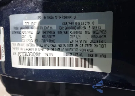 2008 Mazda Cx-9 Grand Touring from USA, damaged, VIN JM3TB38V380124811